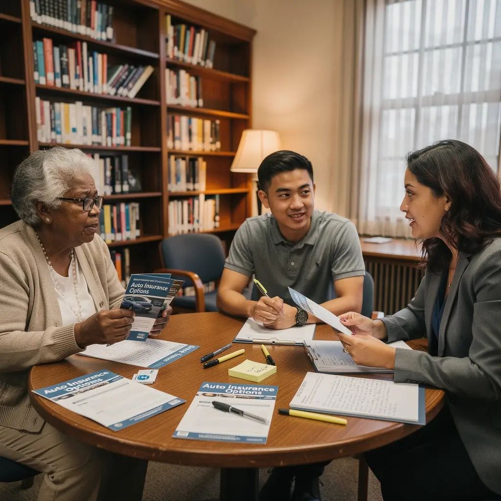 Zdjęcie konsultanta zajmującego się ubezpieczeniami samochodowymi analizującego dokumenty.